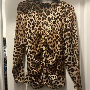 NWOT Zara Tan and Brown Ruched Blouse